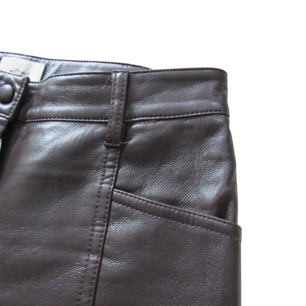 Aritzia Wilfred Rebel Pants 0 Dark Brown Vegan Faux Leather High Rise Straight - Picture 9 of 11